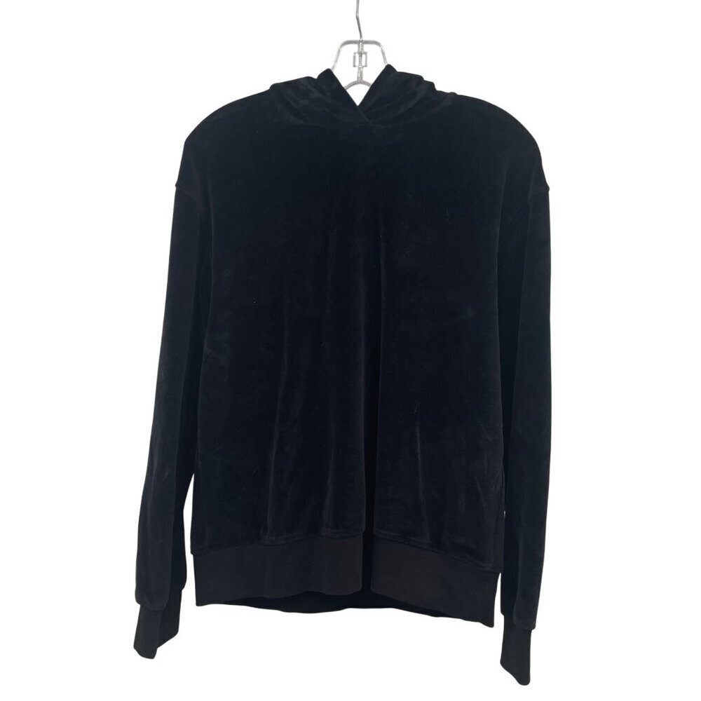 Stockholm Atelier Women's Velour Hoodie Long Sleeve Black Size Small